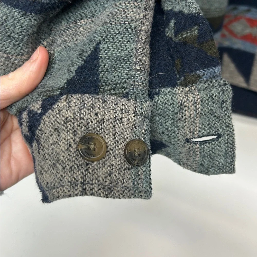 Weatherproof Men's Blue gray Sweater aztec cowboy small wool jacket western